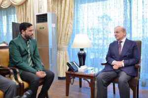 Prime Minister Muhammad Shehbaz Sharif meets snooker champion Muhammad Asif