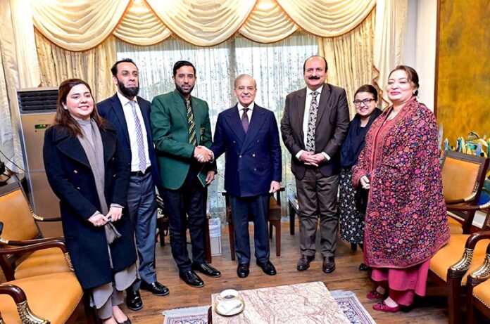 Prime Minister Muhammad Shehbaz Sharif meets snooker champion Muhammad Asif