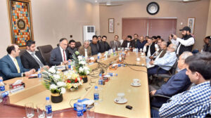Federal Minister for planning and Special Initiative Mr. Ahsan Iqbal chairing a meeting at the Pakistan Tanners Association