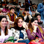 Women participants attending the 10th Hyderabad Literature Festival at Sindh Museum, engaging in the cultural and literary discussions