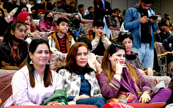 Women participants attending the 10th Hyderabad Literature Festival at Sindh Museum, engaging in the cultural and literary discussions