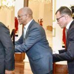 The Non-Resident envoys of Angola, Jamaica, Luxembourg, Uruguay & Malta presenting their diplomatic credentials to President Asif Ali Zardari during a ceremony held at Aiwan-e-Sadr