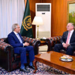 Mr. Donald Blome, the U.S. Ambassador to Pakistan, made a farewell call on the Deputy Prime Minister and Foreign Minister Senator Mohammad Ishaq Dar at Ministry of Foreign Affairs