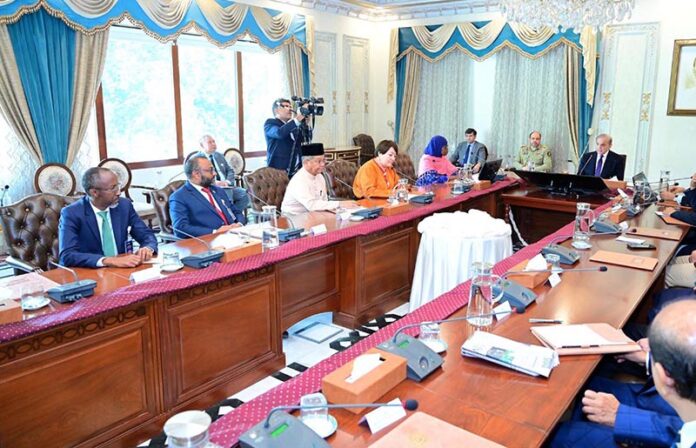 Ministers of Education participating in the International Conference on Girls' Education being held in Islamabad called on Prime Minister Muhammad Shehbaz Sharif at Prime Minister's House