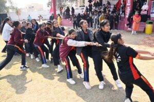 Girls students participating in the race during the sports gala in County School & Collage at Wapda Ground.