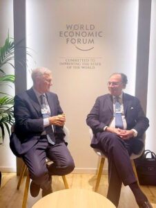 Federal Minister for Finance and Revenue, Senator Muhammad Aurangzeb, meeting with Mr. Bill Winters, Group Chief Executive of Standard Chartered Bank, on the sidelines of the World Economic Forum Annual Meeting.