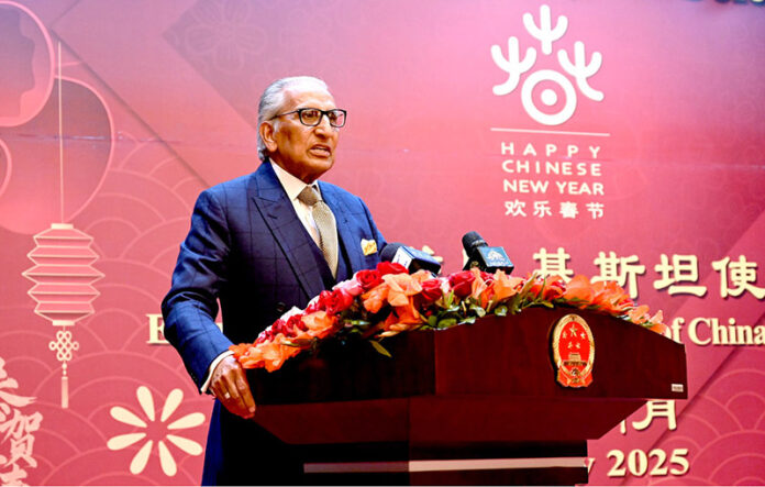 Special Assistant to the Prime Minister on Foreign Affairs, Syed Tariq Fatemi, addressing the ceremony organized on “Chinese New Year 2025, We Celebrate Together” at the Embassy of the People's Republic of China