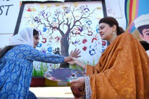 Children visitors busy in making drawing at a UNICEF painting stall during the closing ceremony of PDA Food & Culture Family Festival with the support of UNICEF at Regi Model Town Park