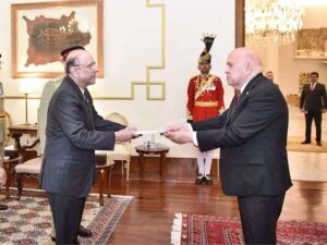 The High Commissioner-designate of Republic of Malta, Mr. Raymond Bondin, presenting his diplomatic credentials to President Asif Ali Zardari at Aiwan-e-Sadr