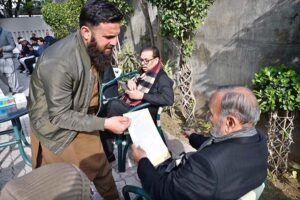 MPA and Senior Vice President PML-N Punjab Muhammad Manshaullah Butt is listening to the problems of the people at the residence of the Minister for Defense