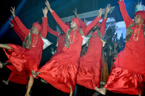Artists enthusiastically present the cultural dance of Gilgit-Baltistan showcasing the diverse and vibrant heritage of Pakistan during the opening ceremony of the 12th Waxnet Exhibition 2025