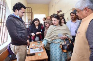 Senator Rubina Khalid Chairperson Benazir Income Support Programme (BISP) visiting the Benazir Kafaalat Payment Camp site-Chenesar Goth