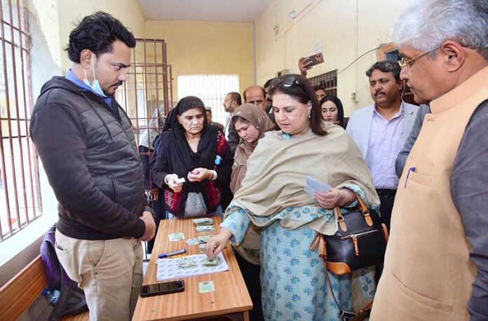 Senator Rubina Khalid Chairperson Benazir Income Support Programme (BISP) visiting the Benazir Kafaalat Payment Camp site-Chenesar Goth