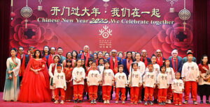Ambassador of China to Pakistan Jiang Zaidong and Special Assistant to the Prime Minister on Foreign Affairs, Syed Tariq Fatemi along with other dignitaries in a group photo with the participants during the ceremony organized on “Chinese New Year 2025, We Celebrate Together” at the Embassy of the People's Republic of China
