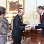 The Ambassador-designate of Grand Duchy of Luxembourg, Mr. Roland Reiland, presenting his diplomatic credentials to President Asif Ali Zardari at Aiwan-e-Sadr
