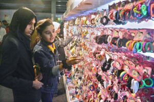 Visitors viewing products at Mera Brand Pakistan exhibition at Expo Centre