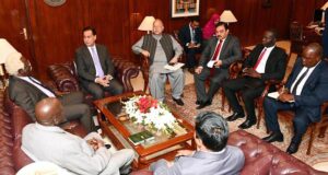 Speaker National Assembly Sardar Ayaz Sadiq in a meeting with Parliamentary delegation of South Sudan led by Deputy Speaker Transitional National Legislative Assembly of South Sudan Mr. Kornelio Kon Ngu Akuck at Parliament House.