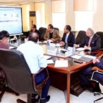 Federal Minister for Finance and Revenue, Senator Muhammad Aurangzeb, chairs a meeting with the leadership of the Pakistan Microfinance Investment Company (PMIC). The PMIC delegation led by Naveed A. Khan, Chairman PMIC