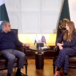 Federal Minister for Interior Mohsin Naqvi in a meeting with British High Commissioner Jane Marriott