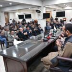 Senior government officials and mediapersons offer Fateha for the departed soul of senior journalist and Chief Reporter of ABN & Ausaf, Javaid Shehzad at Press Information Department