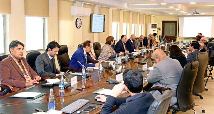 Federal Minister for Finance and Revenue, Senator Muhammad Aurangzeb chairs the second meeting of the Prime Minister's Committee on Social Impact Financing at the Finance Division
