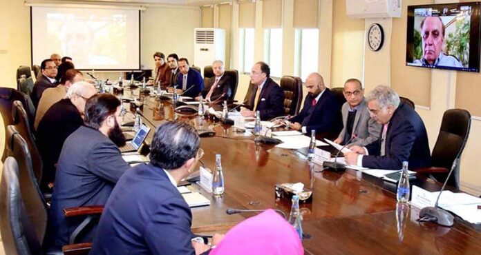 Federal Minister for Finance and Revenue, Senator Muhammad Aurangzeb chairs the second meeting of the Prime Minister's Committee on Social Impact Financing at the Finance Division