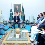 Leader of Pakistan Muslim League(N) Zahid Khan calls on Prime Minister Muhammad Shehbaz Sharif. Federal Minister for Kashmir Affairs and Gilgit Baltistan Engineer Ameer Maqaam and Advisor to the Prime Minister on Political Affairs Rana SanaUllah are also present