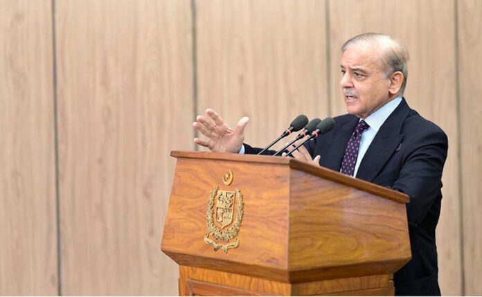 Prime Minister Muhammad Shehbaz Sharif addresses the launching ceremony of World Bank's Country Partnership Framework for Pakistan