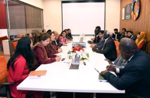 Coordinator to the Prime Minister for Climate Change, Romina Khurshid Alam being a Former Convener of Sustainable Development Goals (SDGs) Taskforce briefing a high-level parliamentary delegation from South Sudan that called on her led by Deputy Speaker Nathaniel Oyet Pierino about SDGs.