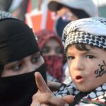 A large number of Participants, including women and children, to express solidarity and raise slogans in support of Palestinians during the Gaza Million March at Sea View