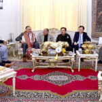 Federal Minister for Planning, Development and Special Initiatives Mr. Ahsan Iqbal attending a meeting at Residence of Jam Karam Ali and Jam Kaim Ali