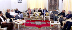 Federal Minister for Planning, Development and Special Initiatives Mr. Ahsan Iqbal attending a meeting at Residence of Jam Karam Ali and Jam Kaim Ali