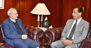 Ambassador of Iran, Reza Amiri-Moghaddam calls on Speaker National Assembly Sardar Ayaz Sadiq at Parliament House.