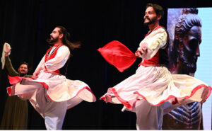 An artist performing folk dance at the musical session during the Dinner in honor of the CAYA delegates 2025 organized by Pakistan National Council of Arts