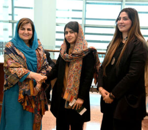 Malala Yousafzai left today after her visit to Pakistan she was guest of honour for the two days OIC conference on Girls Education in Muslim Countries, Parliamentary Secretary, Farah Naz along with Nergis Shazia Chaudhary Director HP (PID) see off her today on Islamabad International Airport.
