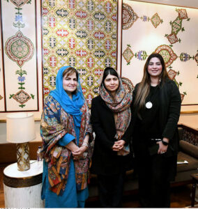 Malala Yousafzai left today after her visit to Pakistan she was guest of honour for the two days OIC conference on Girls Education in Muslim Countries, Parliamentary Secretary, Farah Naz along with Nergis Shazia Chaudhary Director HP (PID) see off her today on Islamabad International Airport.