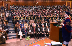 Chairman Pakistan People’s Party, Bilawal Bhutto Zardari addresses during 28th annual Convocation ceremony of Mehran University of Engineering and Technology Jamshoro