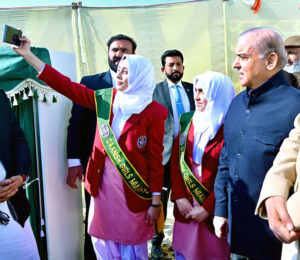 Prime Minister Muhammad Shehbaz Sharif interacts with the students of Daanish School, Punjab