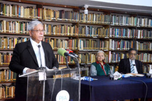 Advisor Development National Command Authority Lt Gen (R) Khalid Ahmed Kidwai addressing a seminar at Pakistan Institute of International Affairs Karachi