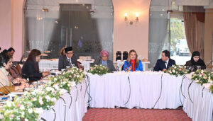 A panel discussion on the theme "Women's Education and Social Gains," chaired by Ms. Jasna Gelesic, European Union Envoy to the Republic of Tajikistan, during the International Conference on Girls' Education 2025 at a local hotel