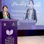 Minister of Education and Science of Kyrgyzstan, Ms. Dogdurkul Kendirbaeva, speaking on the theme "Ministerial Session on Basic and Higher Education from Participating Countries," during the International Conference on Girls' Education 2025 at a local hotel