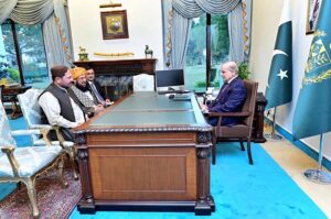 Members of the National Assembly Abdul Ghafoor Haideri and Engineer Muhammad Usman Badini call on Prime Minister Muhammad Shehbaz Sharif.