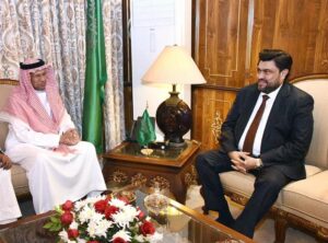 Governor Sindh, Kamran Tessori calls on Deputy Consul General of Saudi Arabia, Abdul Rahman Saad Jumah at the consulate in the provincial capital