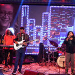 Famous singer Arman Rahim performing in a function organized to pay tribute to renowned guitarist Afaq Adnan on the occasion of his first death anniversary under the auspices of Arts Council of Pakistan Karachi