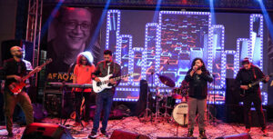 Famous singer Arman Rahim performing in a function organized to pay tribute to renowned guitarist Afaq Adnan on the occasion of his first death anniversary under the auspices of Arts Council of Pakistan Karachi