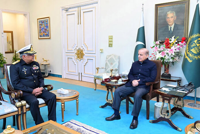Chief of Naval Staff Admiral Naveed Ashraf calls on Prime Minister Muhammad Shehbaz Sharif