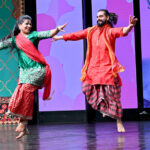 Artists performing folk dance at the Cultural Evening, honoring delegations of the International Conference on Girls’ Education at PNCA