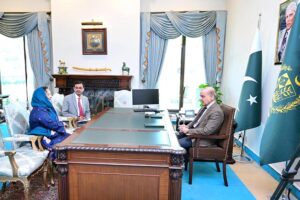 MNA Tahira Aurangzeb calls on Prime Minister Muhammad Shehbaz Sharif.