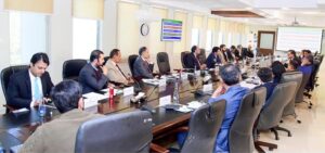 Federal Minister for Finance and Revenue, Senator Muhammad Aurangzeb, chairs a meeting of the Cabinet Committee on Rightsizing at Finance Division.