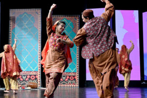 Artists performing folk dance at the Cultural Evening at PNCA, honoring delegations of the International Conference on Girls’ Education